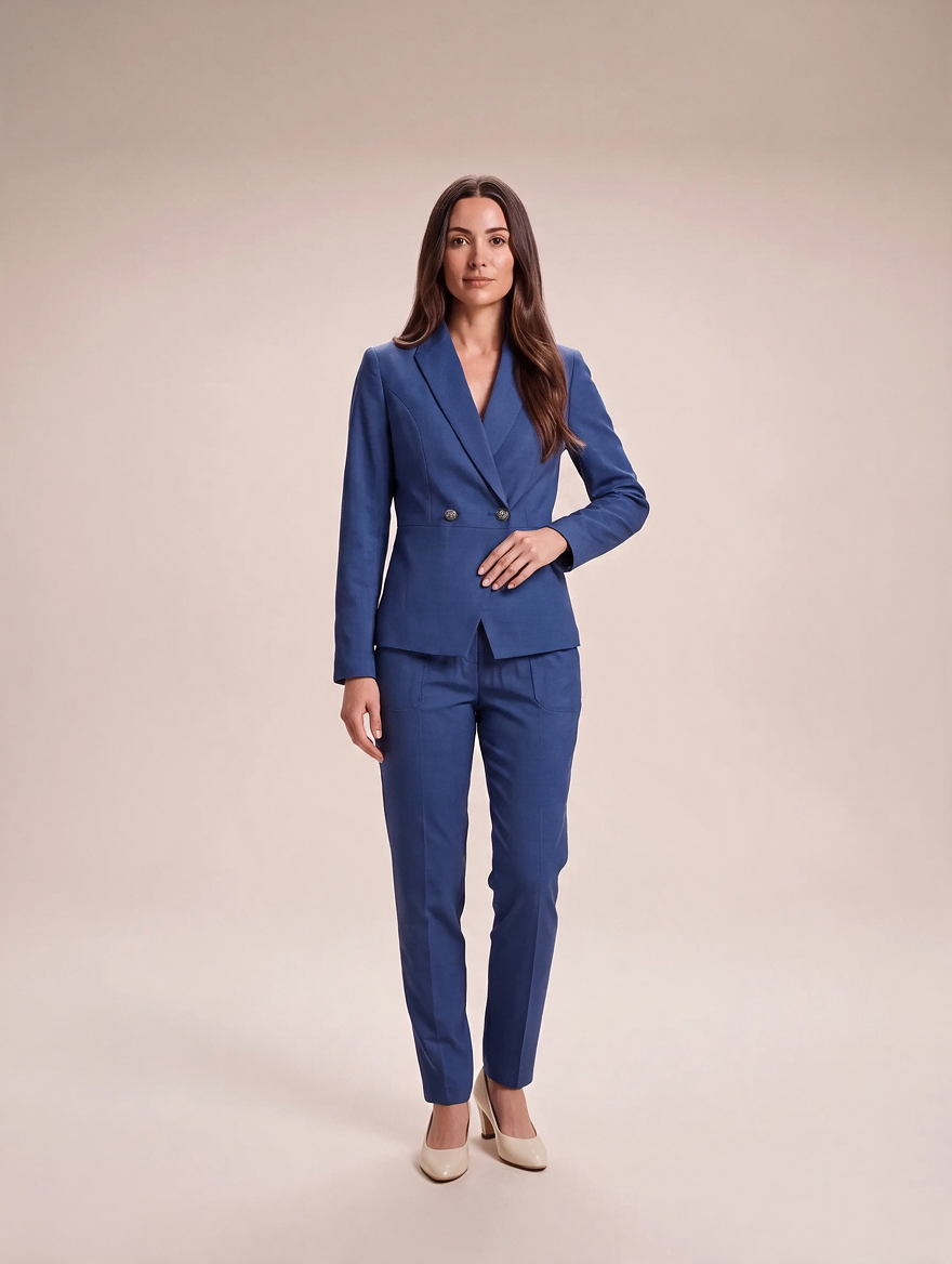 Getailleerd pak met dubbelrijige blazer voor dames – Ilaria
