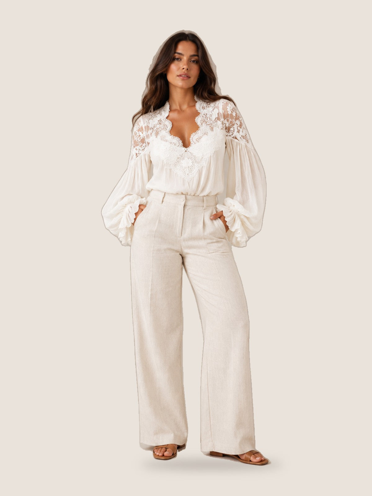 Rosalind Lace-Yoke Blouse - Clara & Vivian